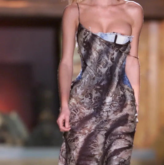 Roberto Cavalli 2001 wool brocade piercing skirt - Documented