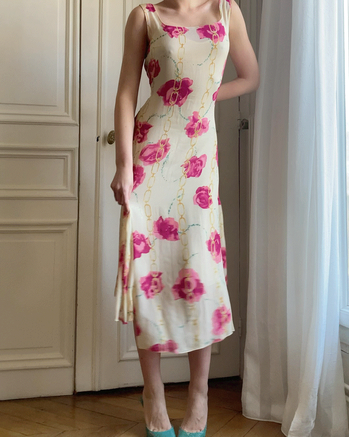 Anna Molinari S/S 1997 roses print dress - documented