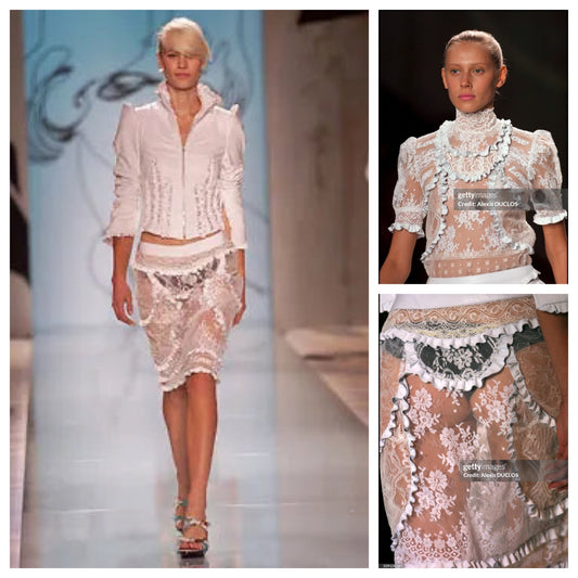 Cacharel S/S 2002 leather lace skirt - Runway