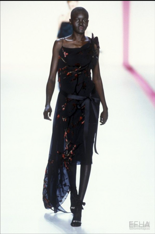 Emanuel Ungaro 2001 Devoré Silk Cherry Blossom Masterpiece - runway