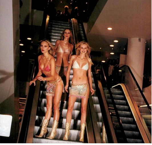 Roberto Cavalli S/S 2000 mesh set with beaded wrapped skirt - runway