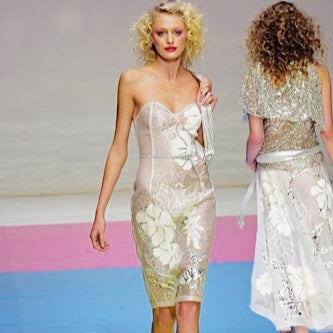 Laura Biagiotti S/S 2004 Ivory Sequined Bustier Dress