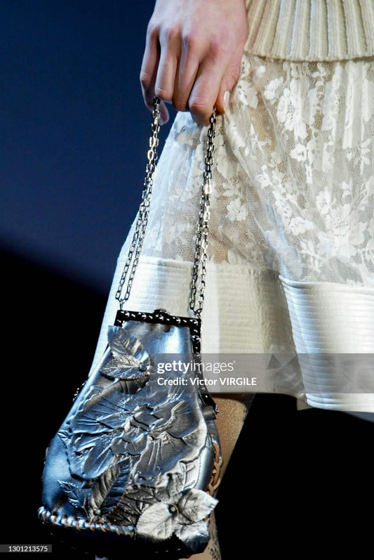 Valentino 2003 Dark Romance Floral Leather Chain Bag