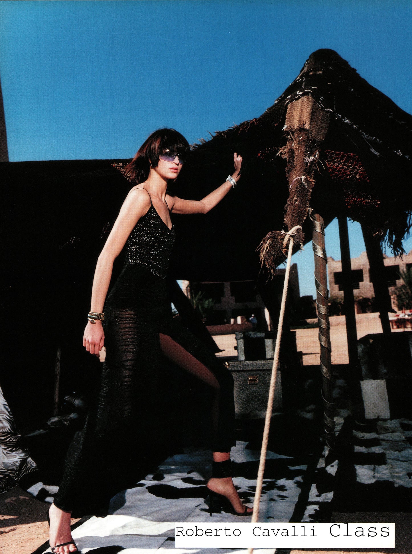 Roberto Cavalli 2001 beaded tiger-knit gown - documented