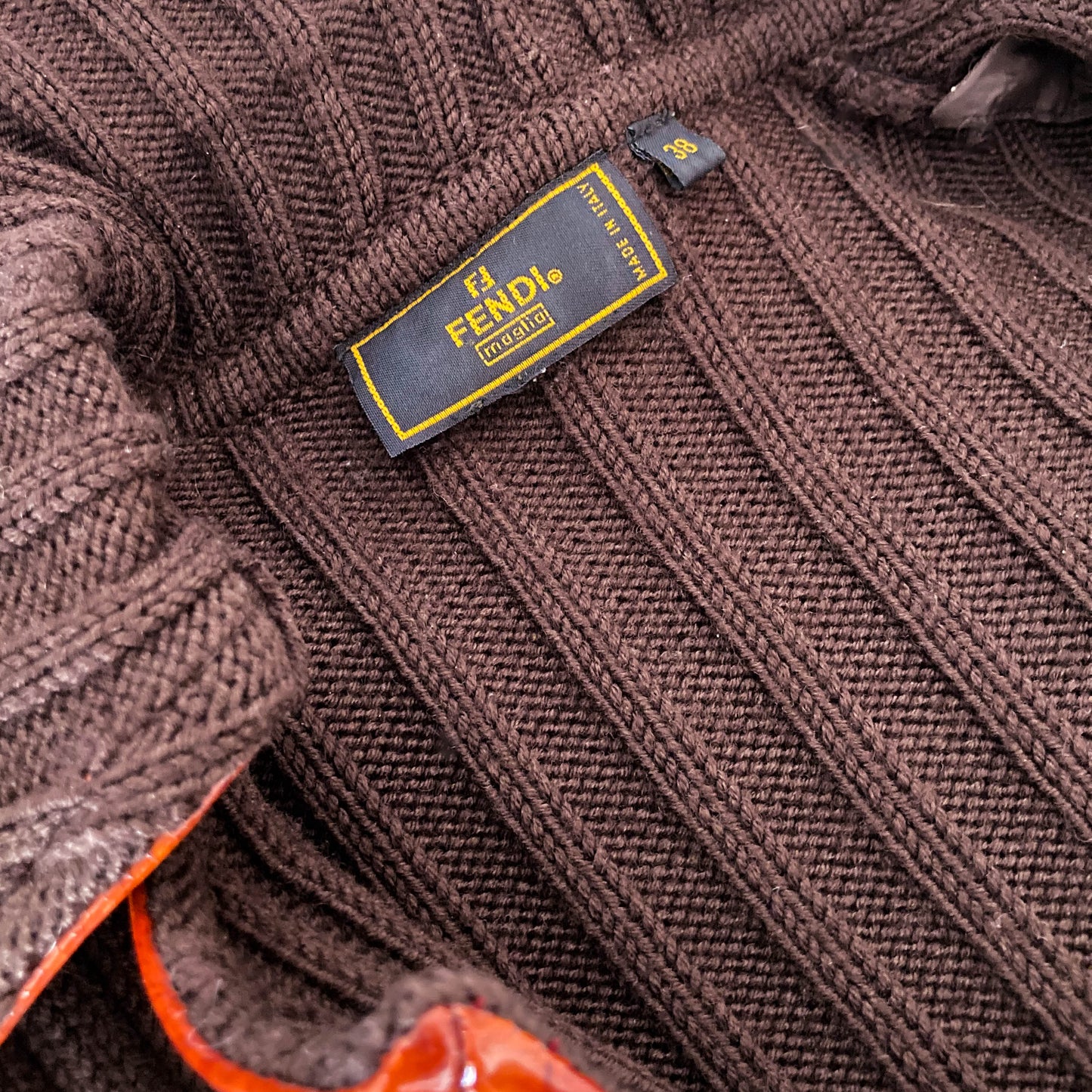 Fendi 90's Wool & Leather knit dress