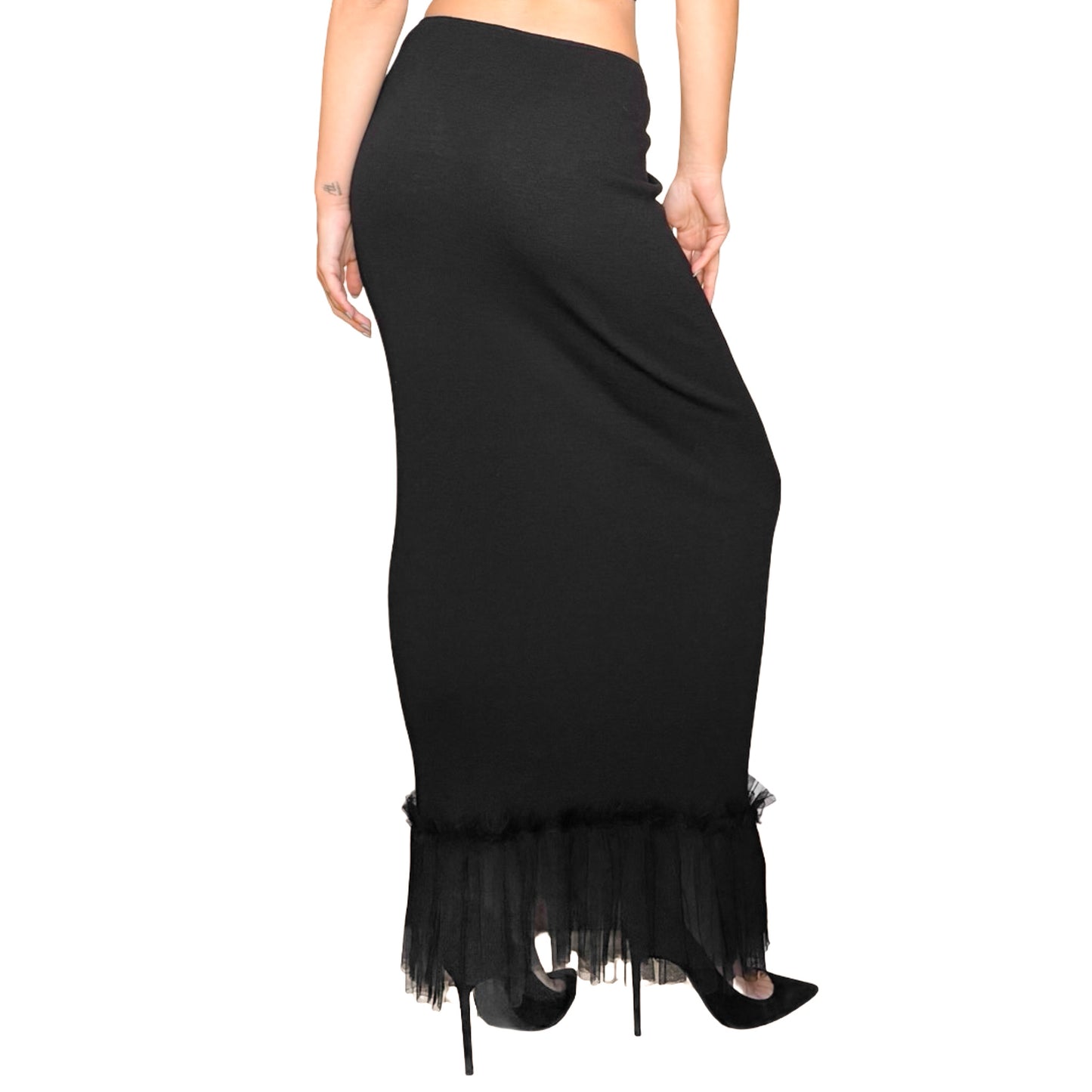 Italian designer 90s wool & silk double maxi skirt