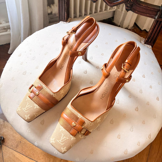 Louis Vuitton monogram canvas slingback heels