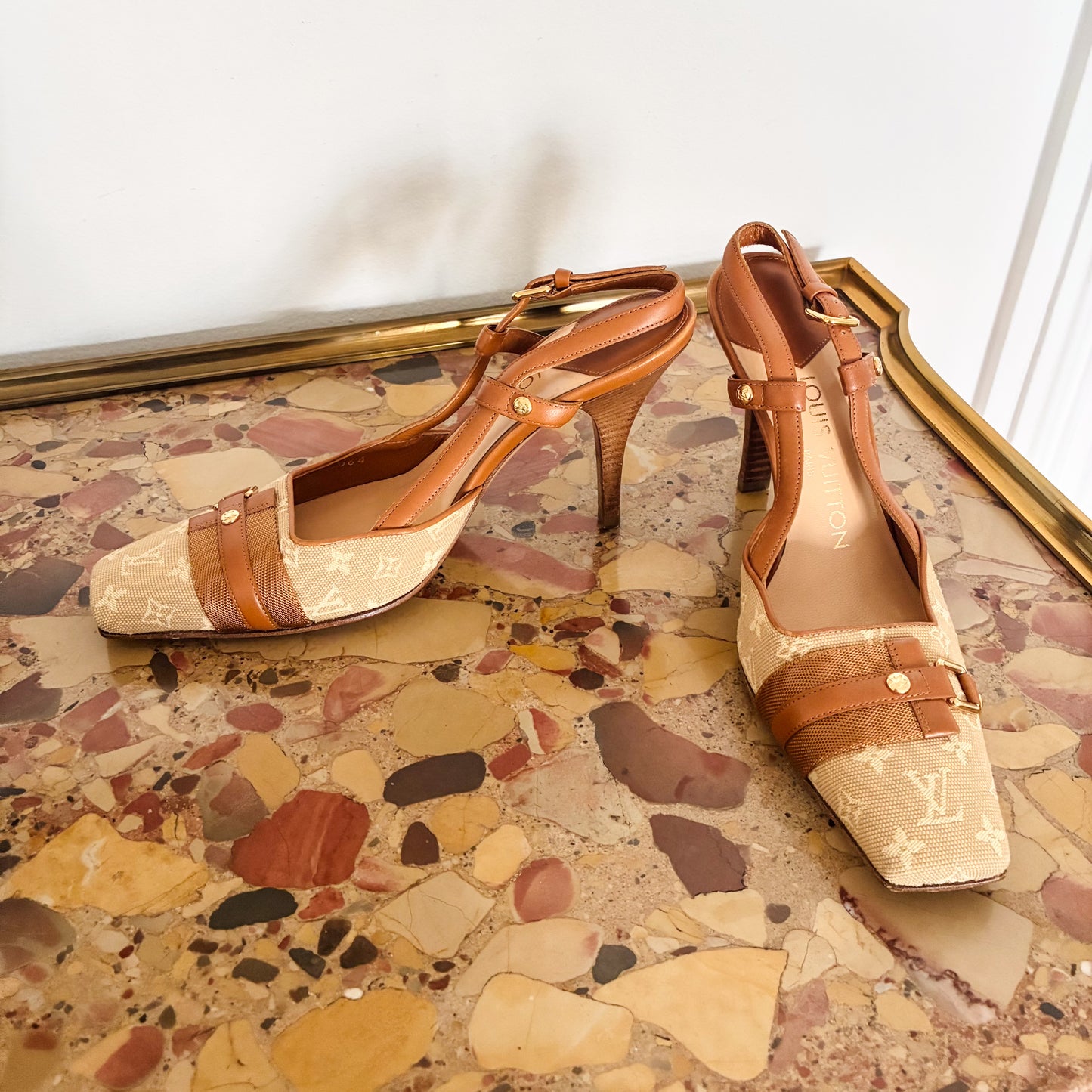 Louis Vuitton monogram canvas slingback heels
