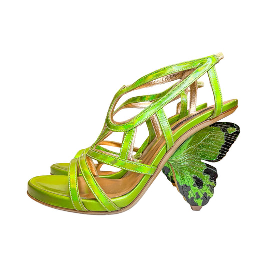 Alberto Guardiani 2013 Butterfly Heel Sandals (Neon Green)