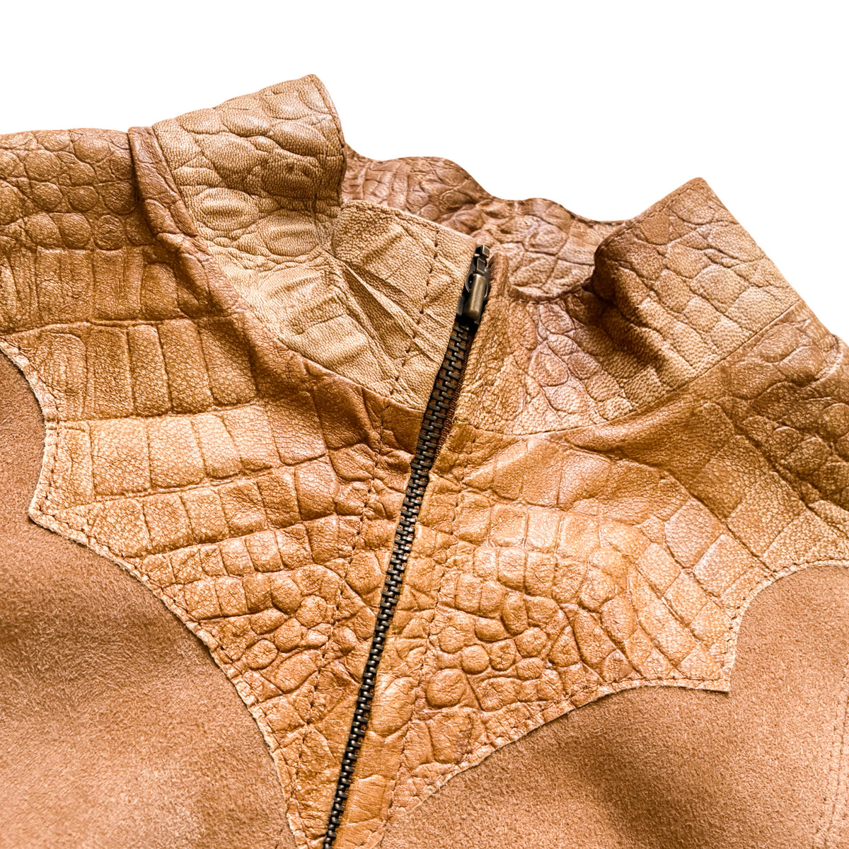 Italian Golden Armor Suede & Crocodilian Leather Jacket
