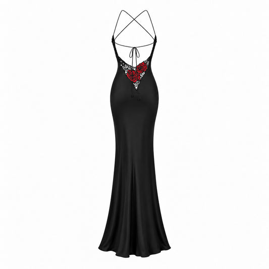 Blumarine 1999 Roses in the Web Silk Dress