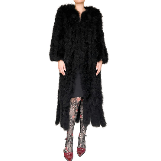 English 1990s Nightbird Marabou Feather Maxi Coat