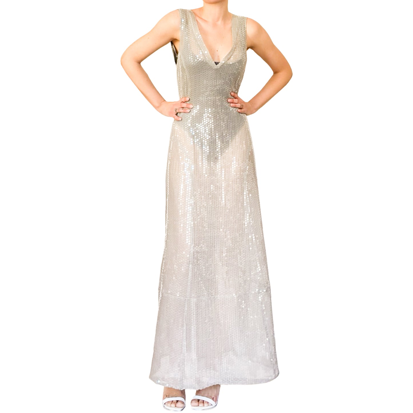 Rifat Ozbek 1996 sequins maxi dress