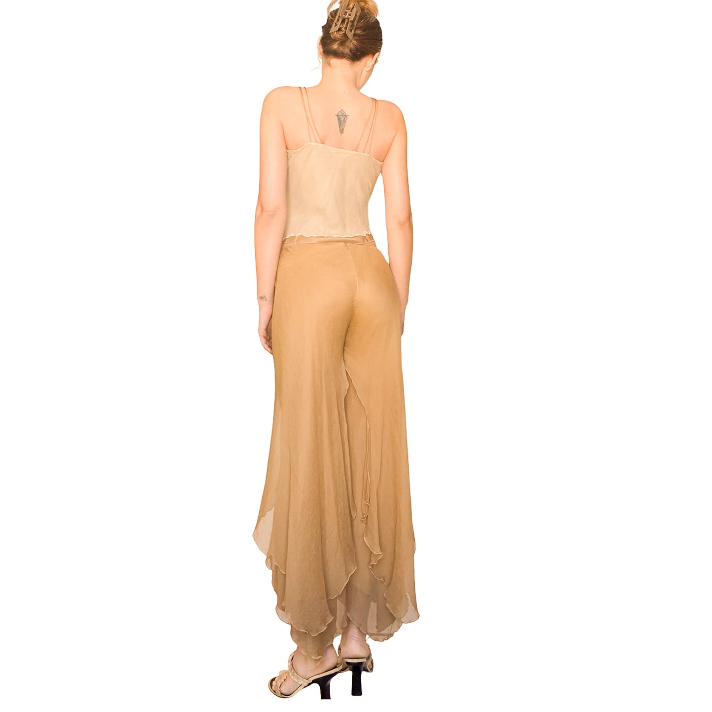 Luxury French Designer VTG silk petal pants set