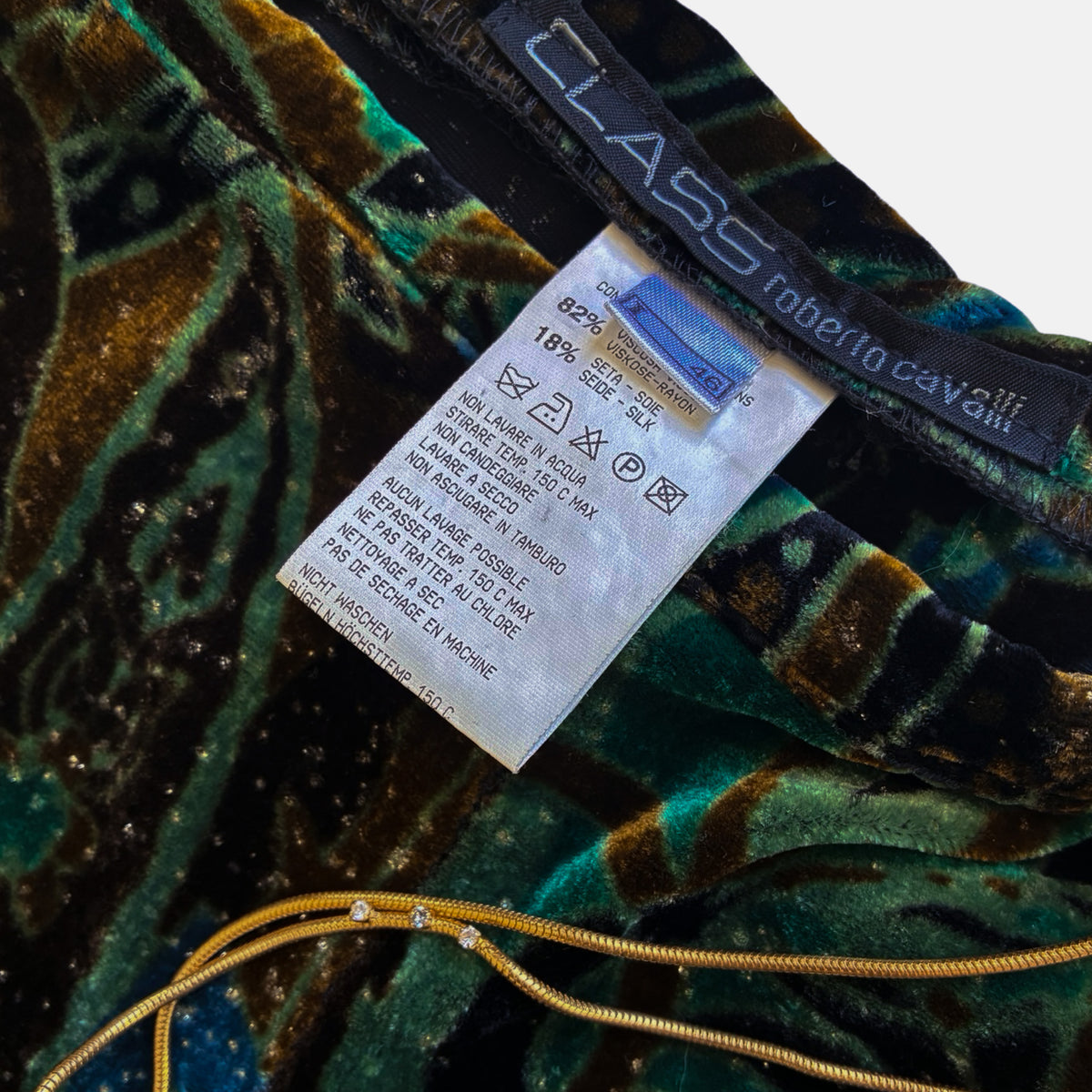 Roberto Cavalli 2000s Silk Velvet Paisley Wide-Leg Pants