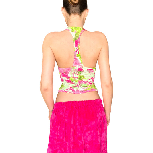 Versace 2000's tropical print racerback top
