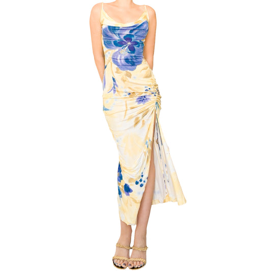 Voyage 90s Blue Iris Slit Maxi Dress