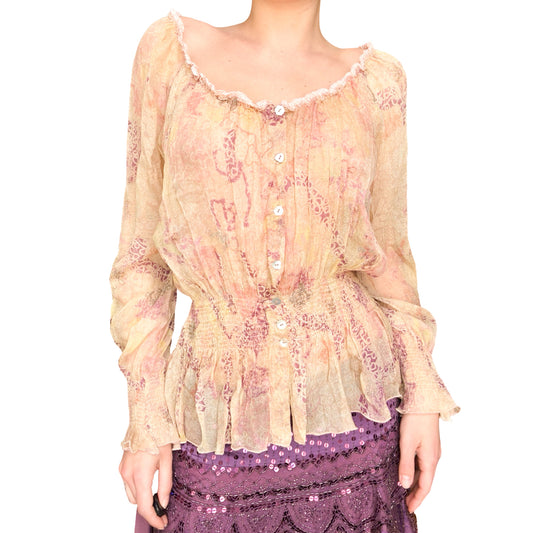 Emanuel Ungaro 2000's bare shoulders silk blouse