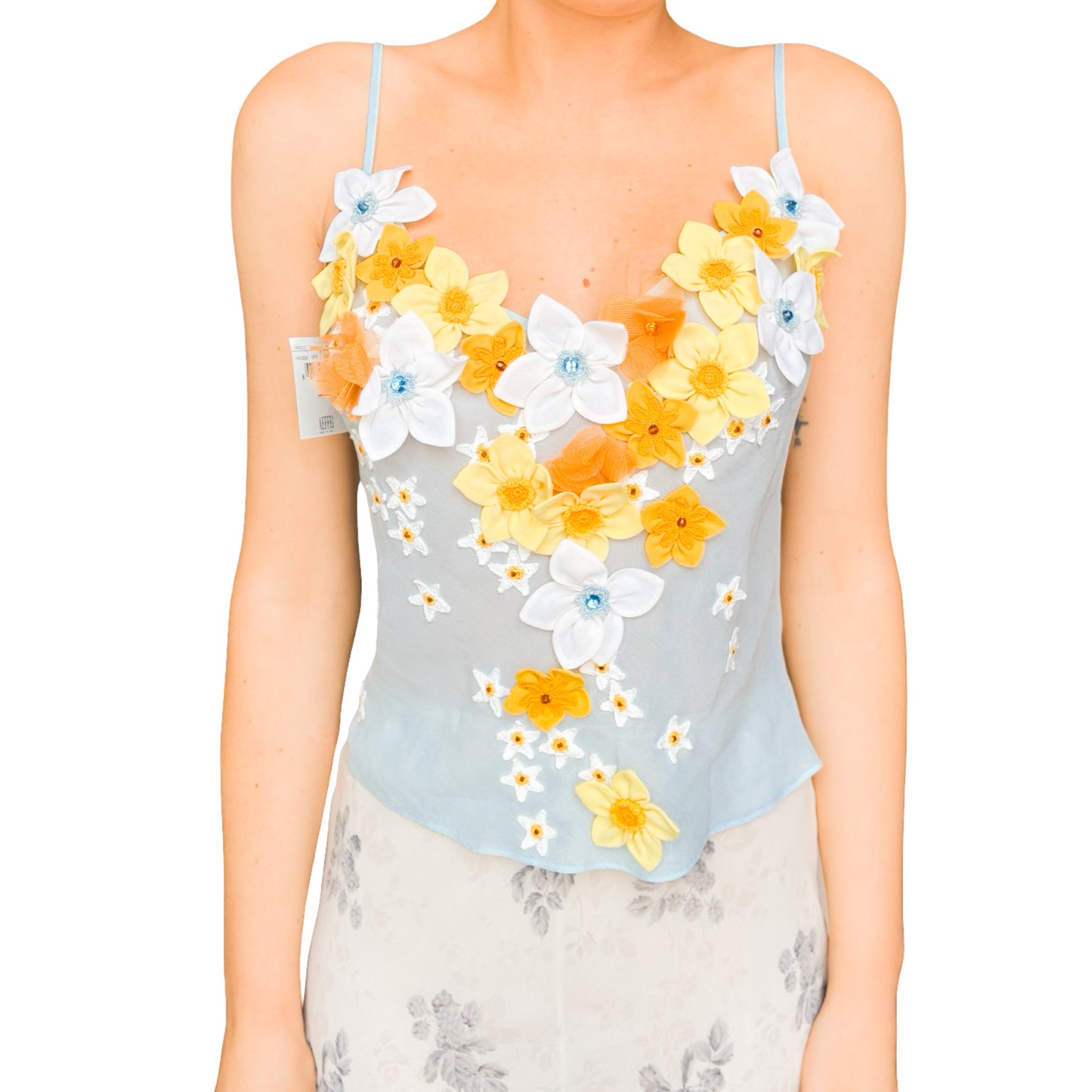 Moschino 2001 RARE silk embroidered camisole