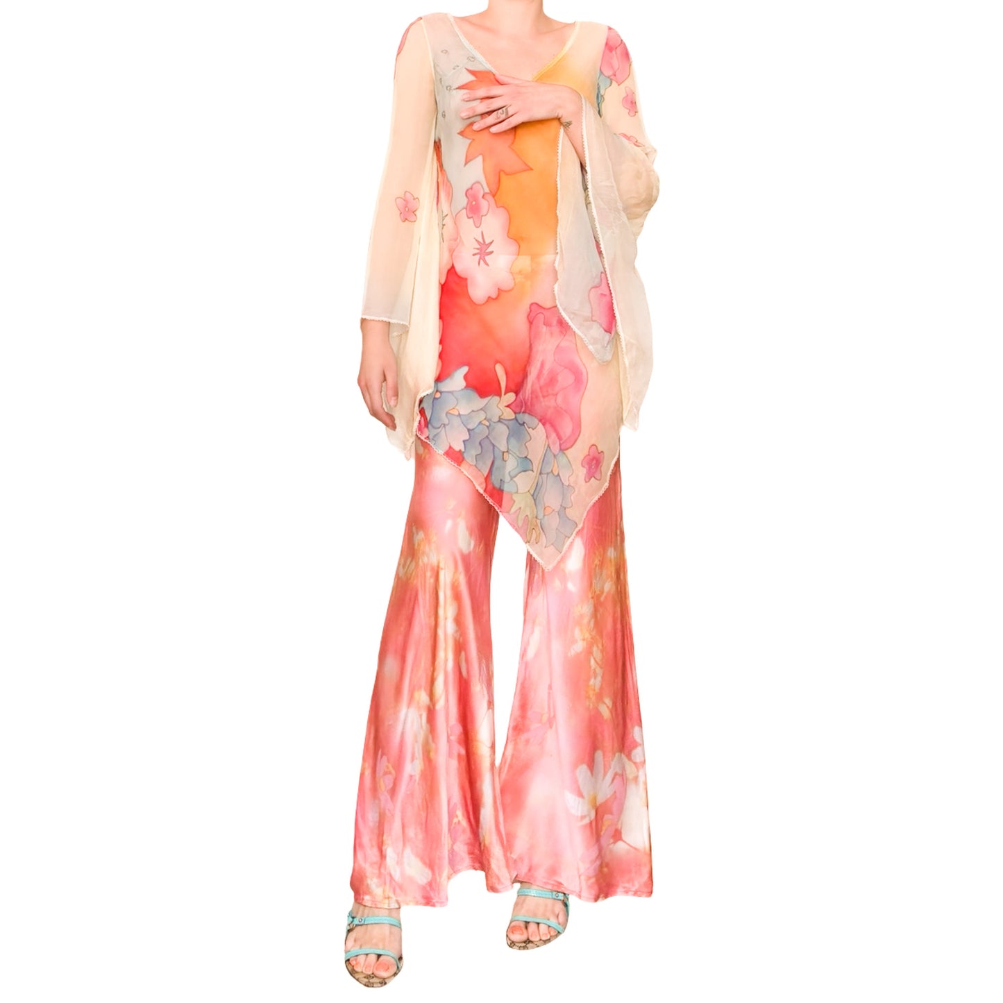 Roberto Cavalli S/S 1999 floral silk pants