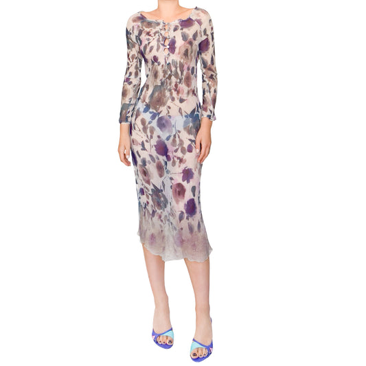 Ermanno Scervino VTG Watercolor Floral Silk Dress