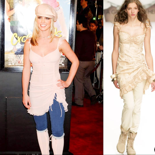 Moschino 2002 Butter Eyelet Ruched Dress - Documented
