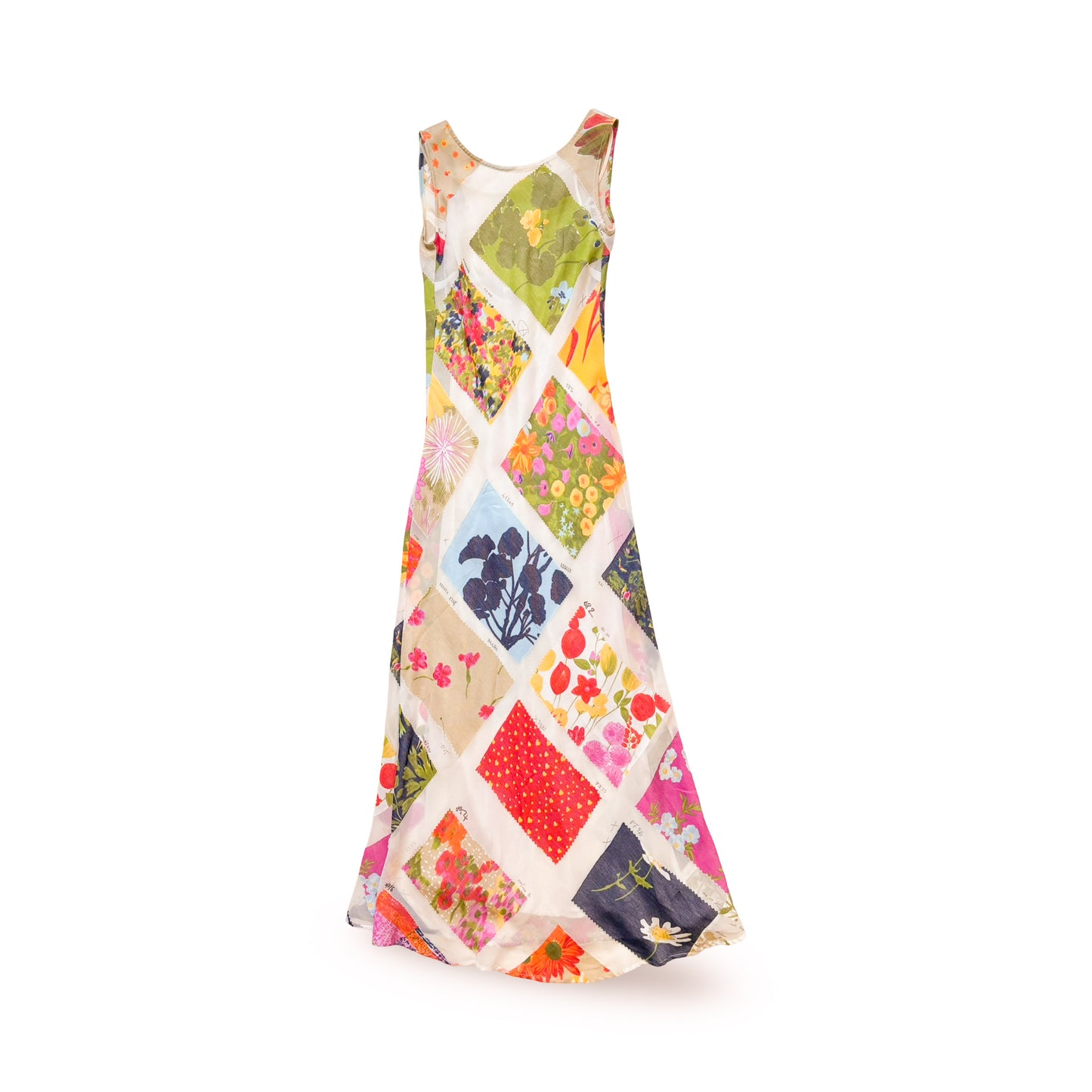 Moschino 90s Rare Mesh Garden Print Dress
