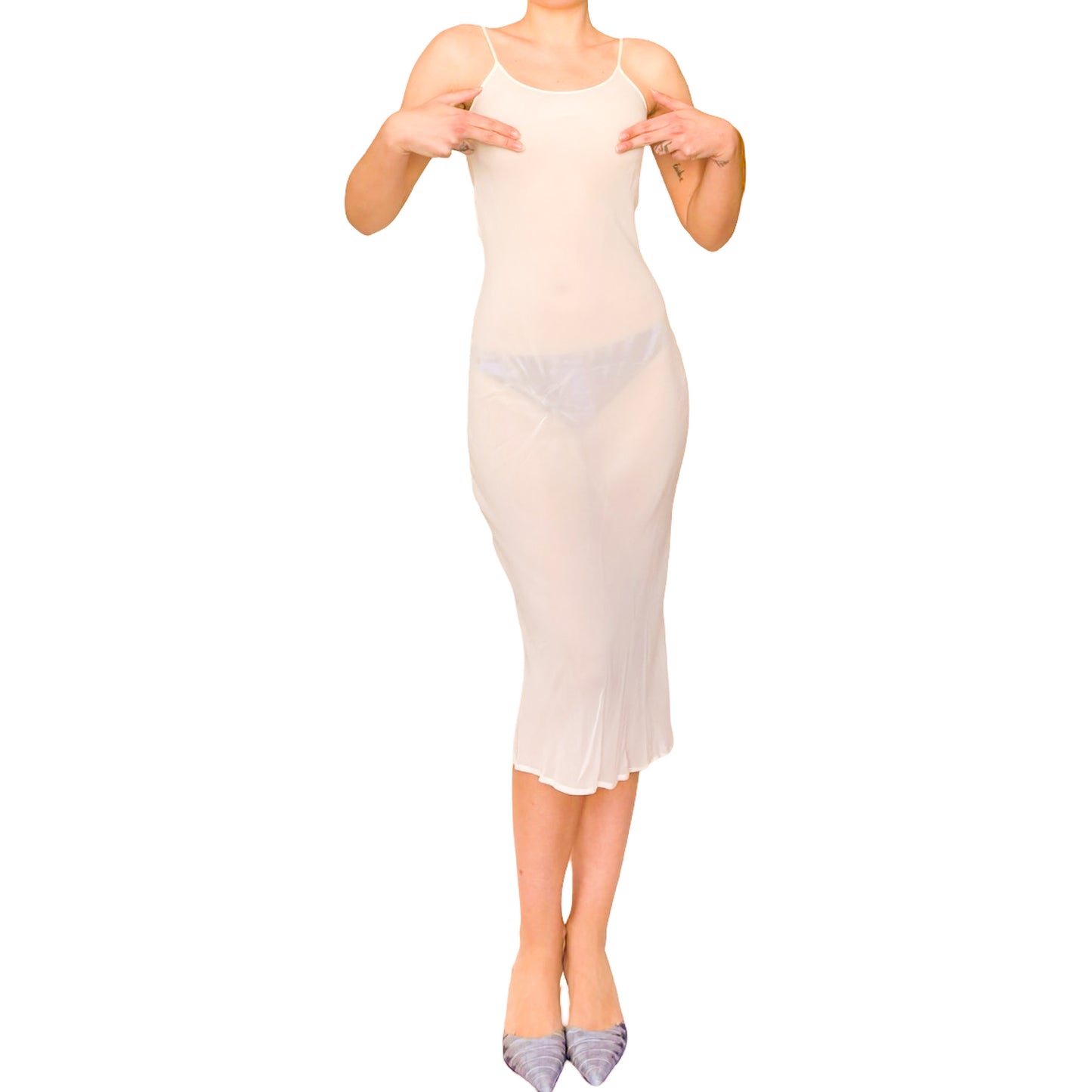 Moschino 90s Rare Mesh Garden Print Dress