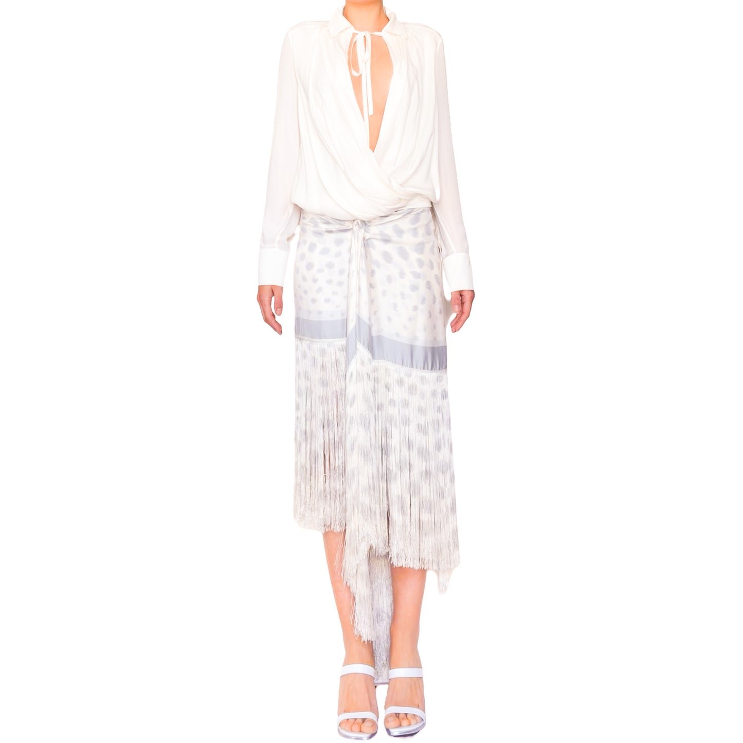 Giorgio Armani S/S 2015 rare silk fringed wrap skirt – runway