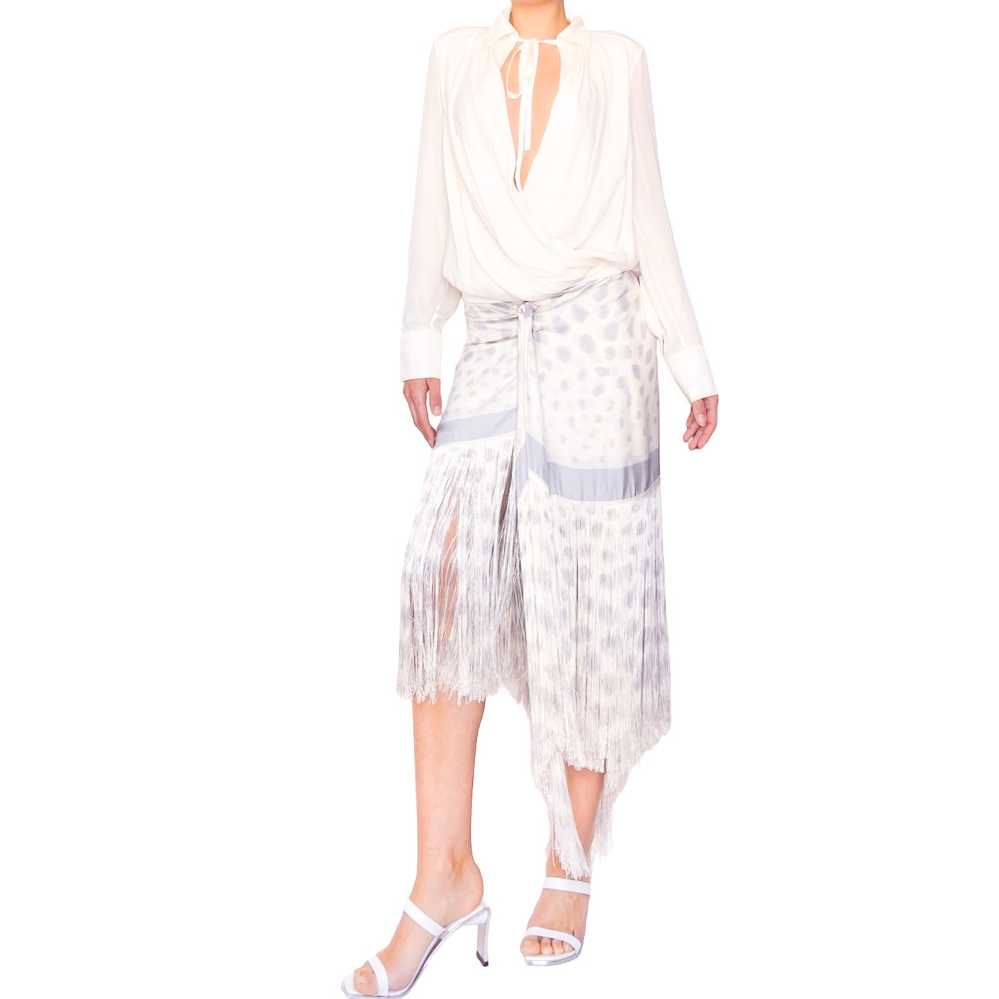 Giorgio Armani S/S 2015 rare silk fringed wrap skirt – runway