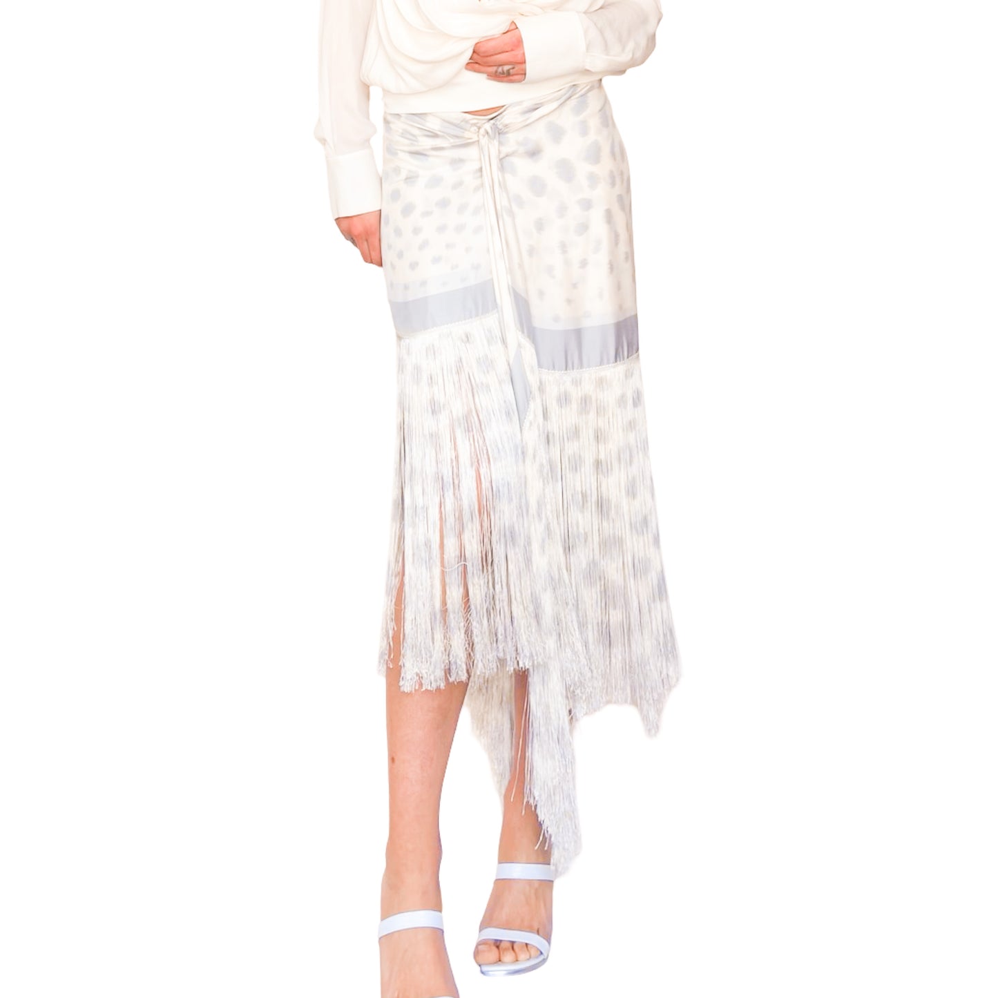 Giorgio Armani S/S 2015 rare silk fringed wrap skirt – runway