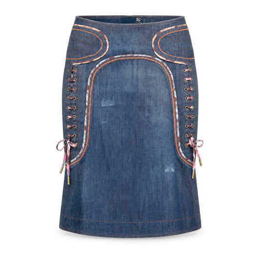 Roberto Cavalli Y2K Lacing denim skirt