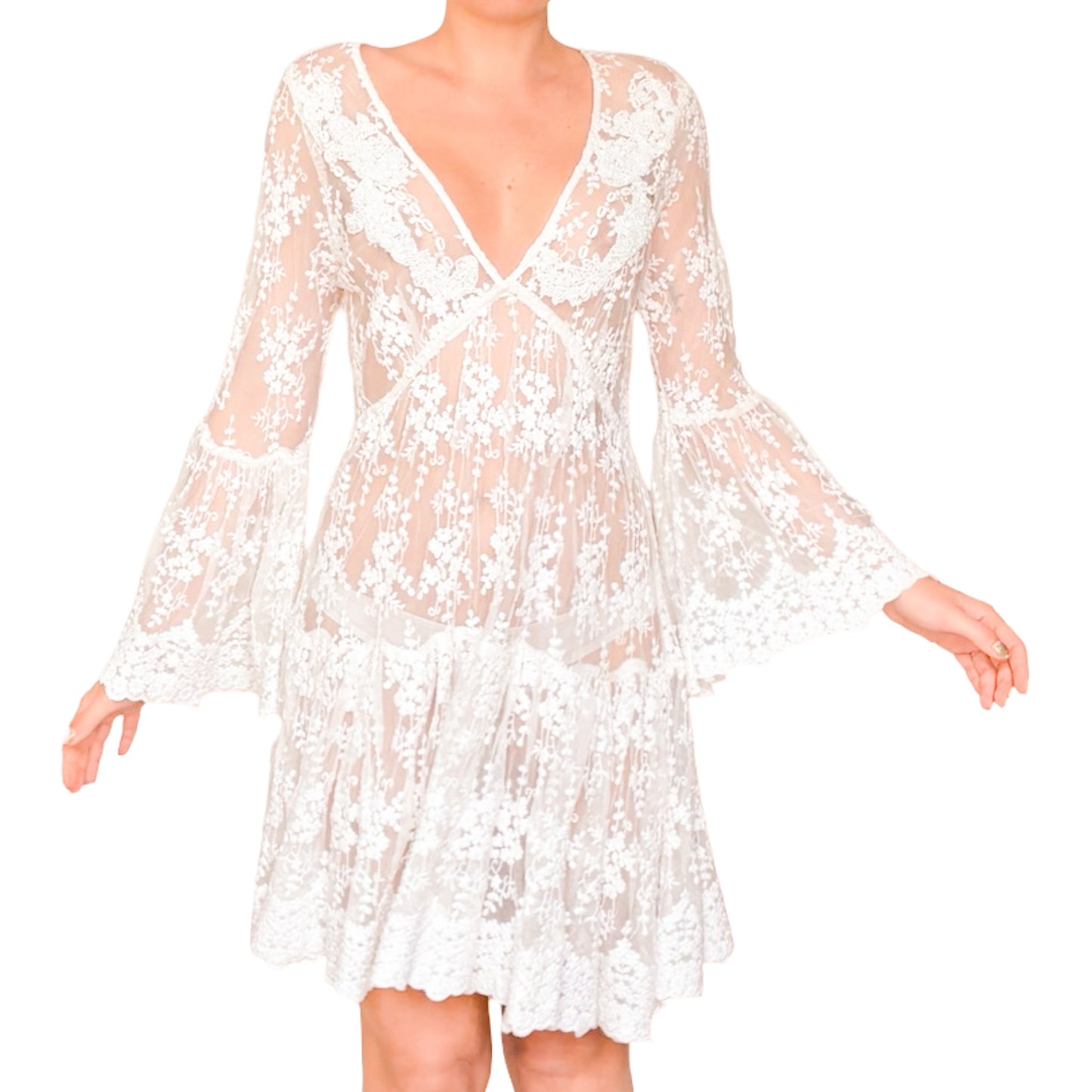 Italian VTG Beaded Lace Bohemian Dress