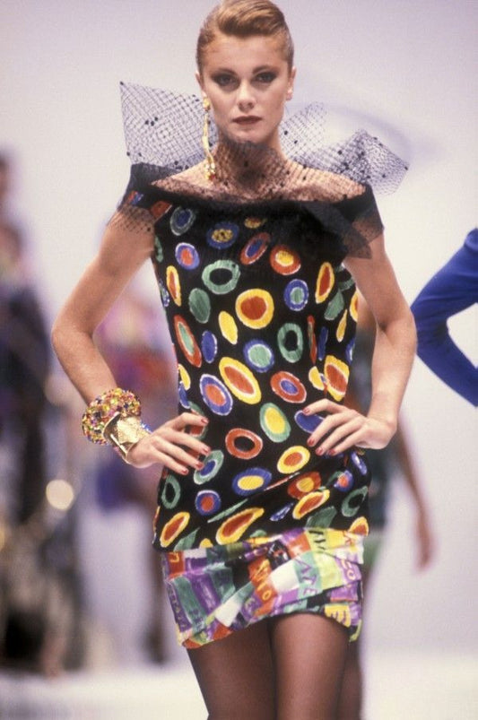 Versus Versace S/S 1990 Rainbow Blobs Dress - Runway