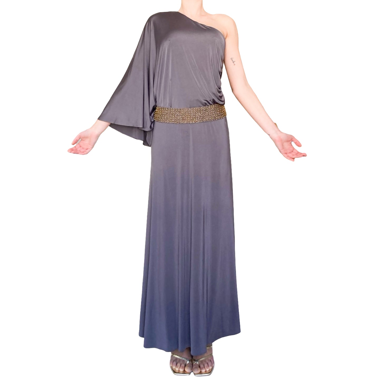 Luxury Italian Designer 90s Goddess Toga Maxi Dress