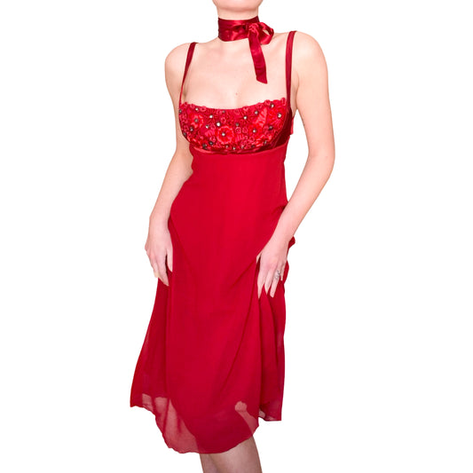 Max Mara 90's silk embroidered dress