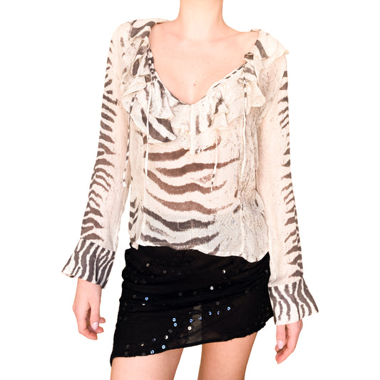 Roberto Cavalli S/S 1999 Zebra Silk Blouse - Runway