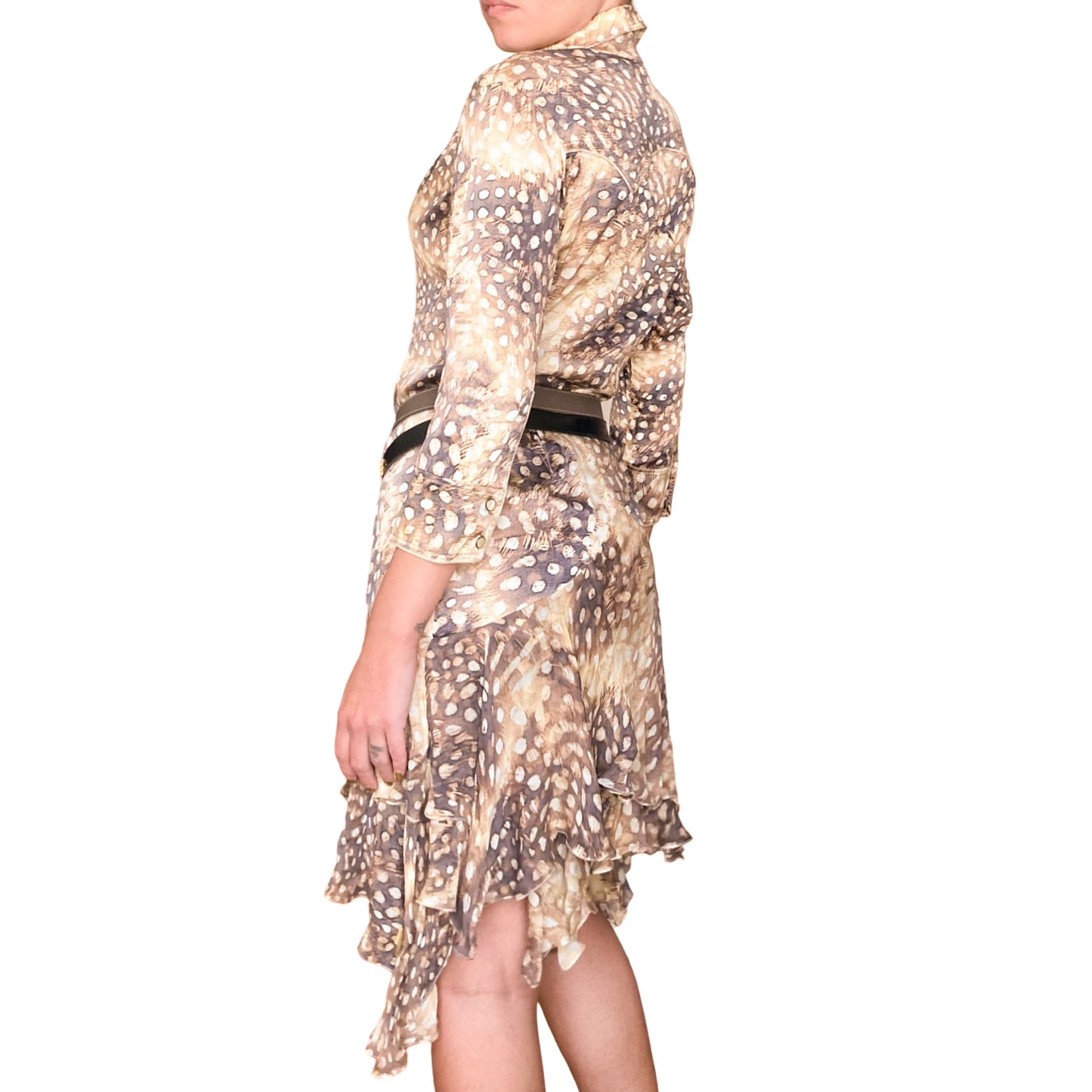 Roberto Cavalli S/S 2004 silk feather print dress - runway