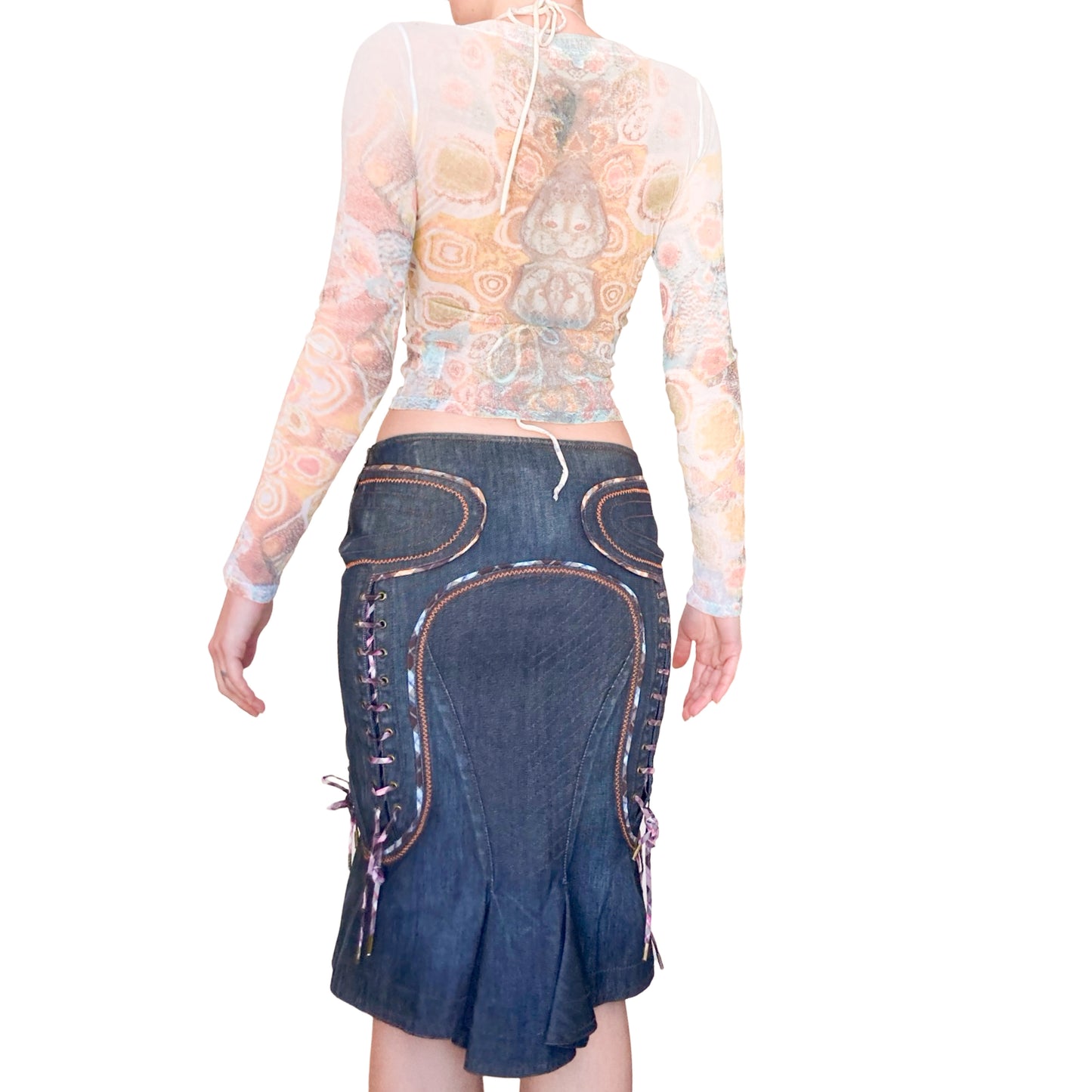 Roberto (Just) Cavalli Lacing denim skirt