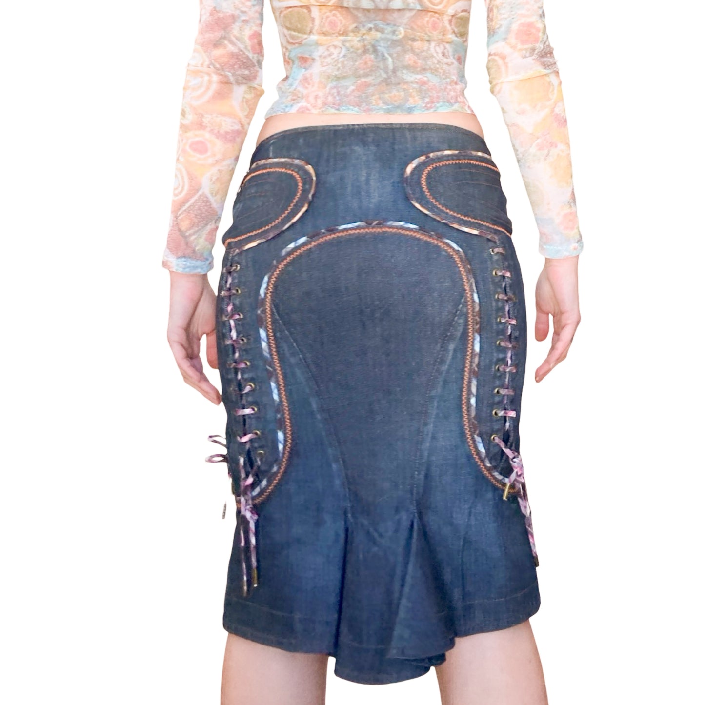 Roberto (Just) Cavalli Lacing denim skirt
