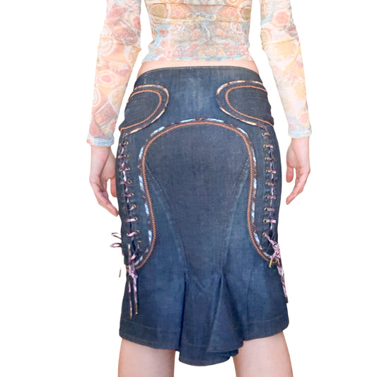 Roberto (Just) Cavalli Lacing denim skirt