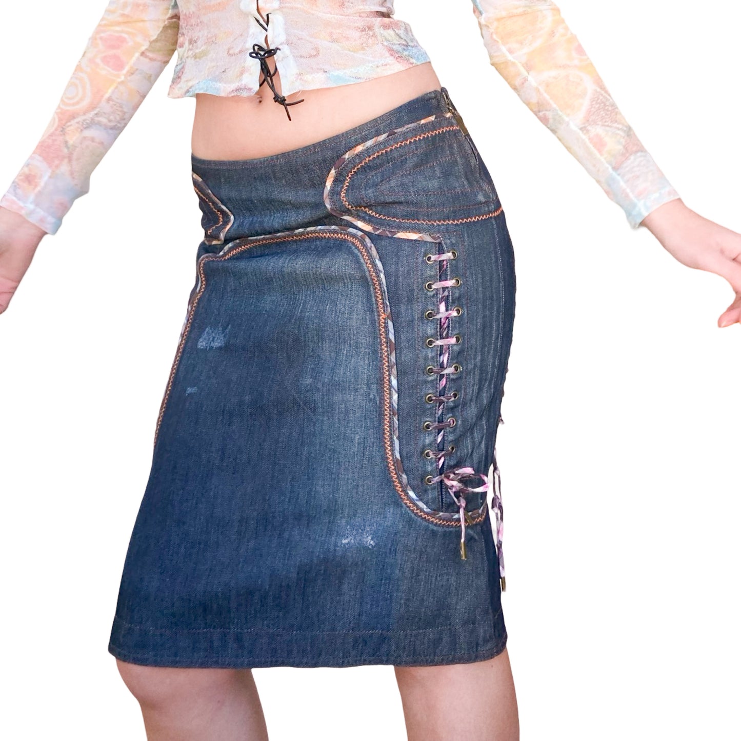Roberto (Just) Cavalli Lacing denim skirt