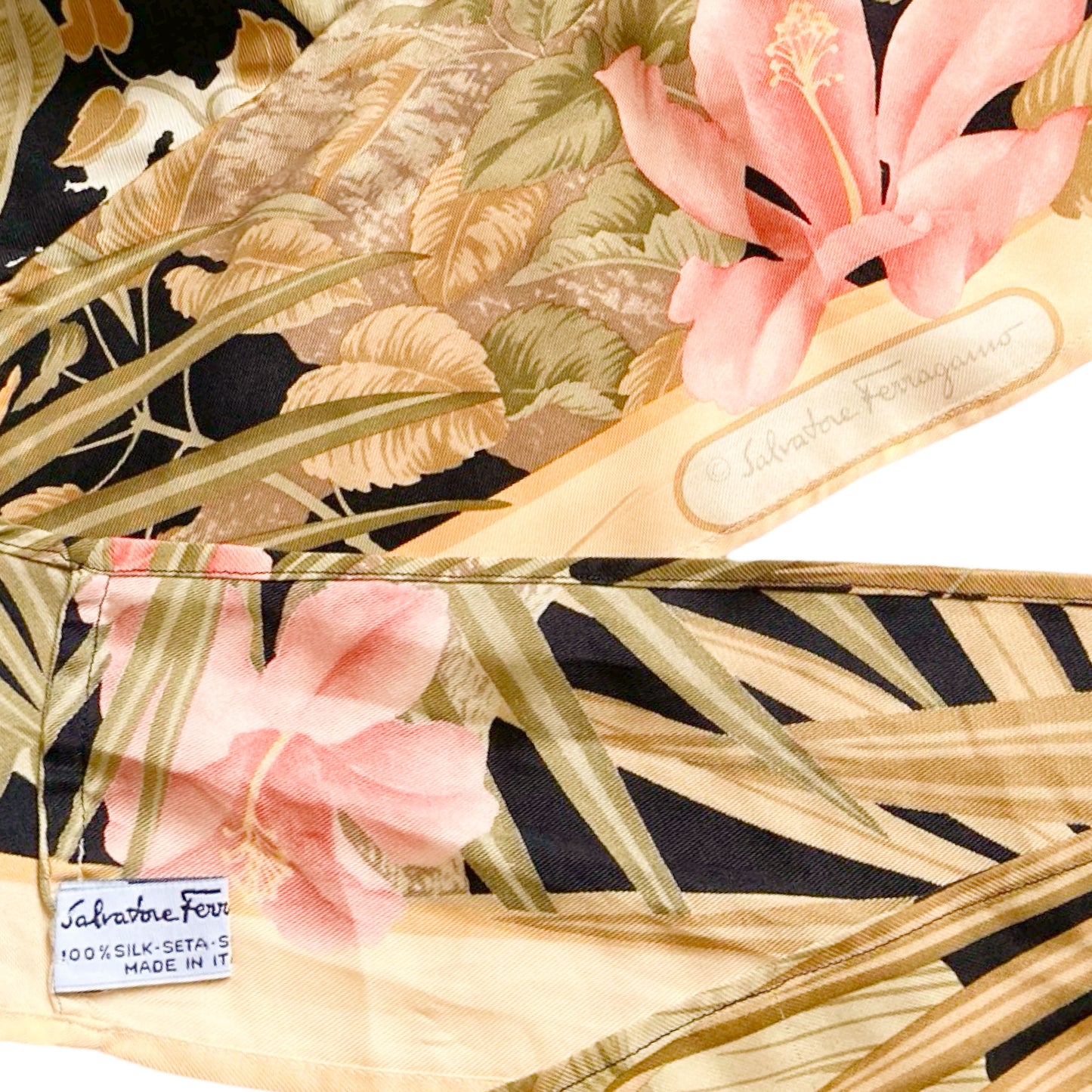 Salvatore Ferragamo "Jungle" silk wrapped vintage top