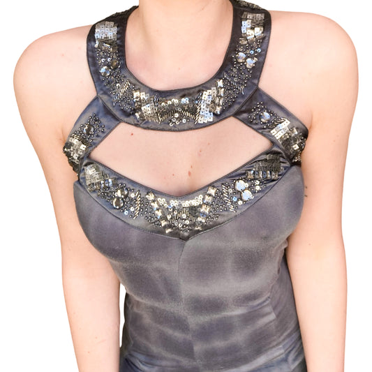 English Y2K Embellished Cut-Out Dress