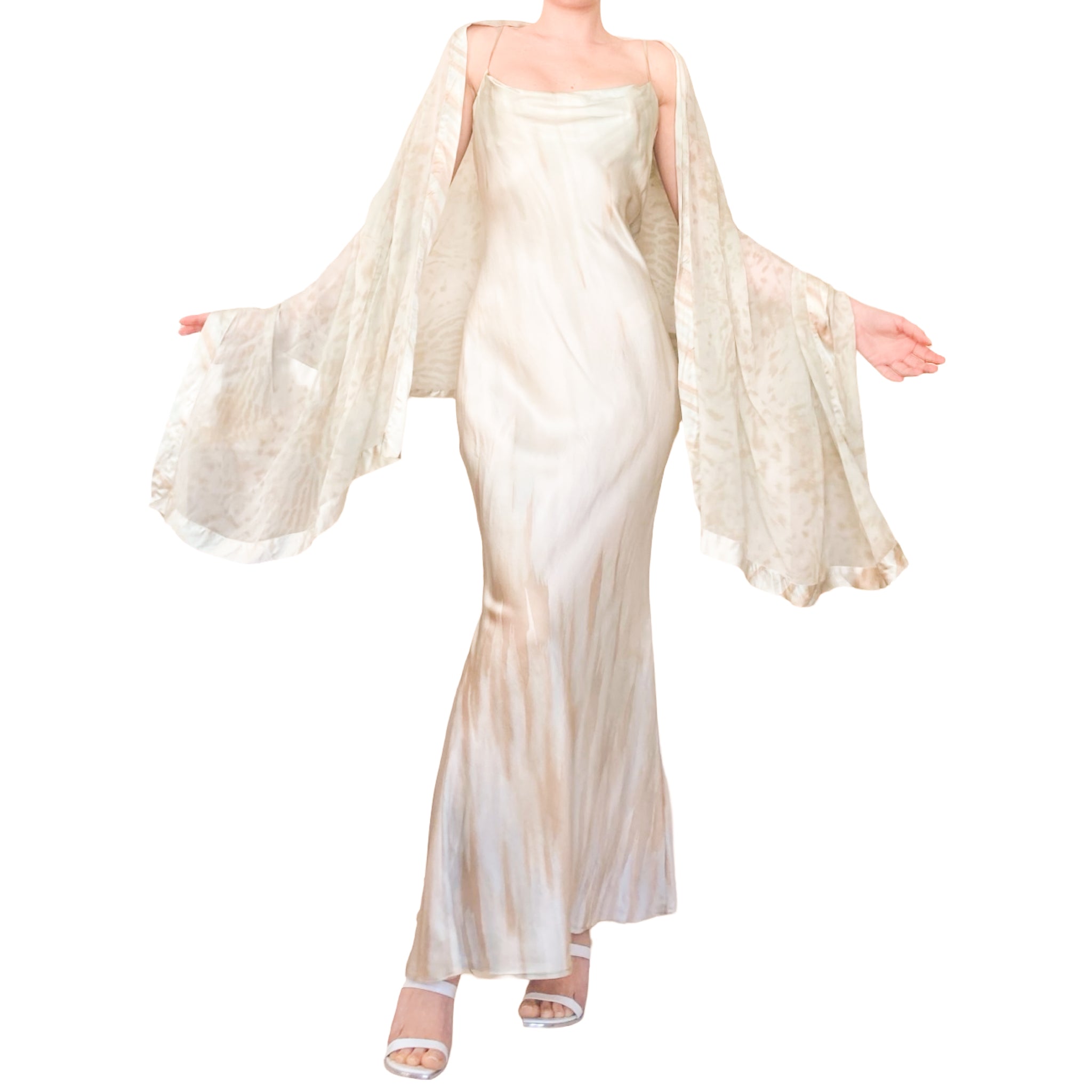 Italian Designer 2000s mermaid silk dress + shawl