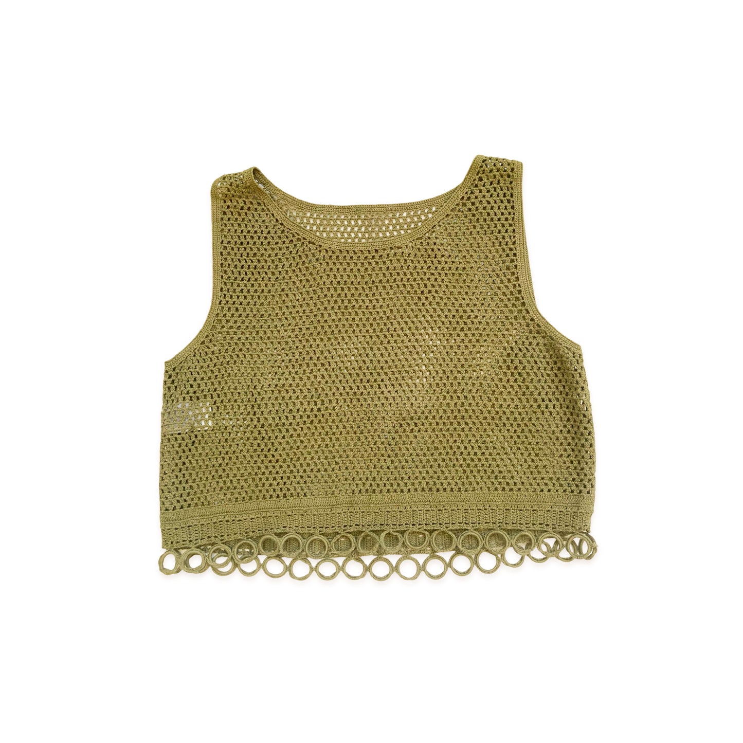 Alberta Ferretti S/S 2000 olive crochet set