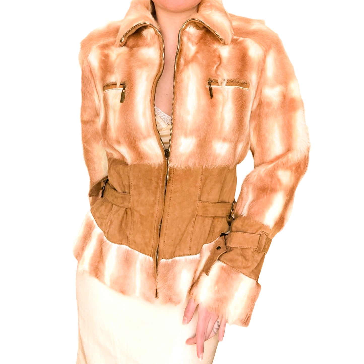 Just Cavalli 2000s fitted ombré plaid fur
