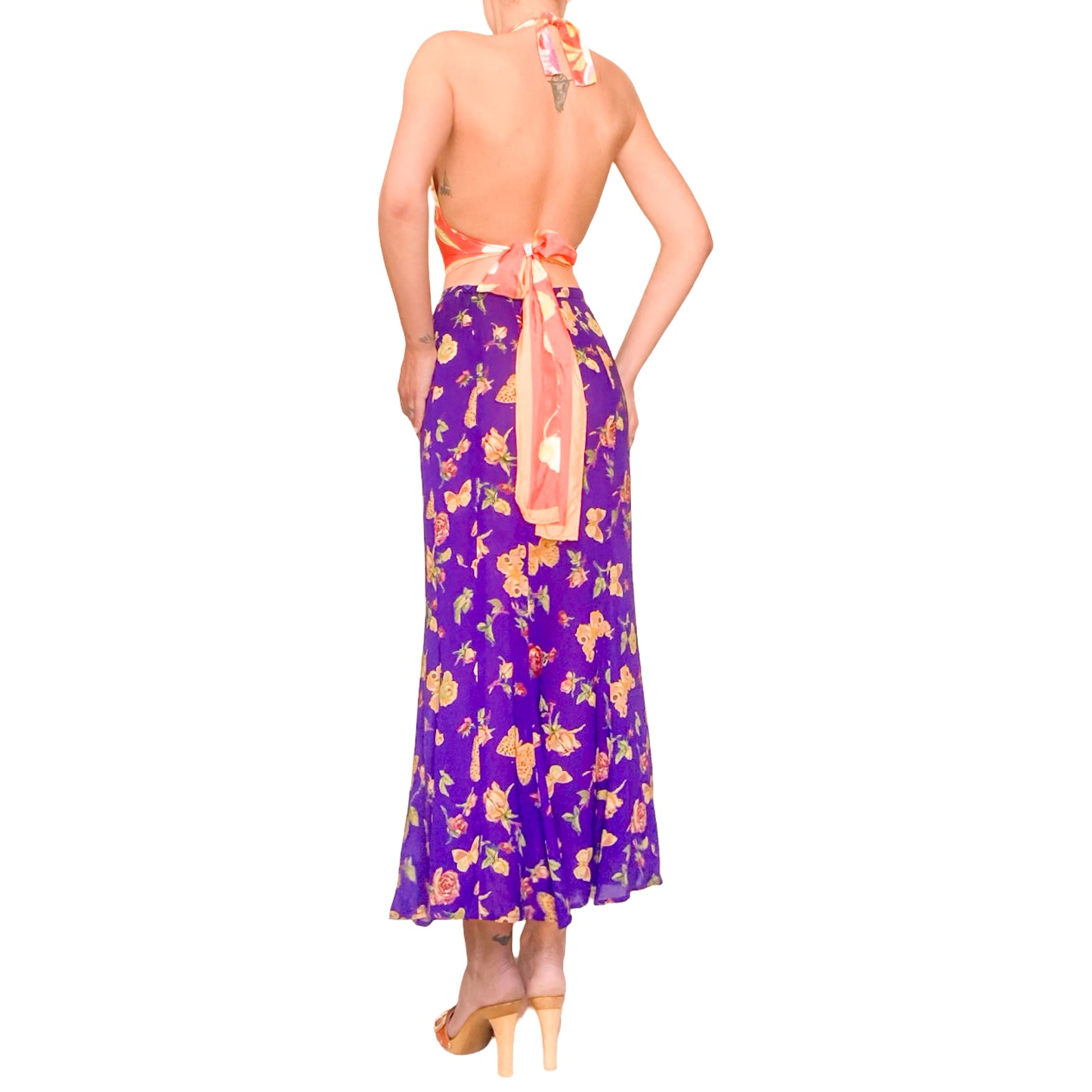 Salvatore Ferragamo vintage "Lilies" silk wrapped top