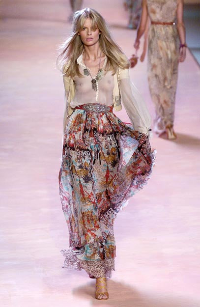 Blumarine 2005 iconic maxi silk skirt