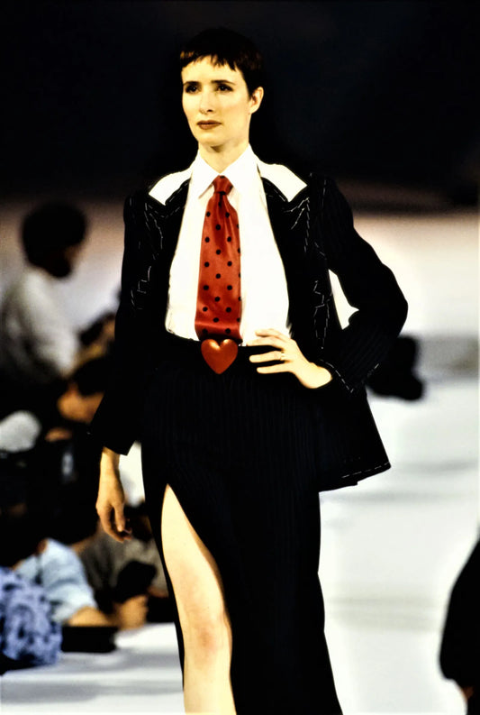 Moschino Couture 1994 Pinstripe Maxi Blazer - runway